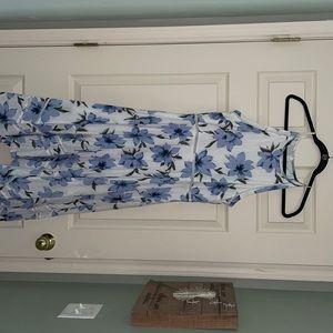 Lulus midi flower sleeveless high neck dress